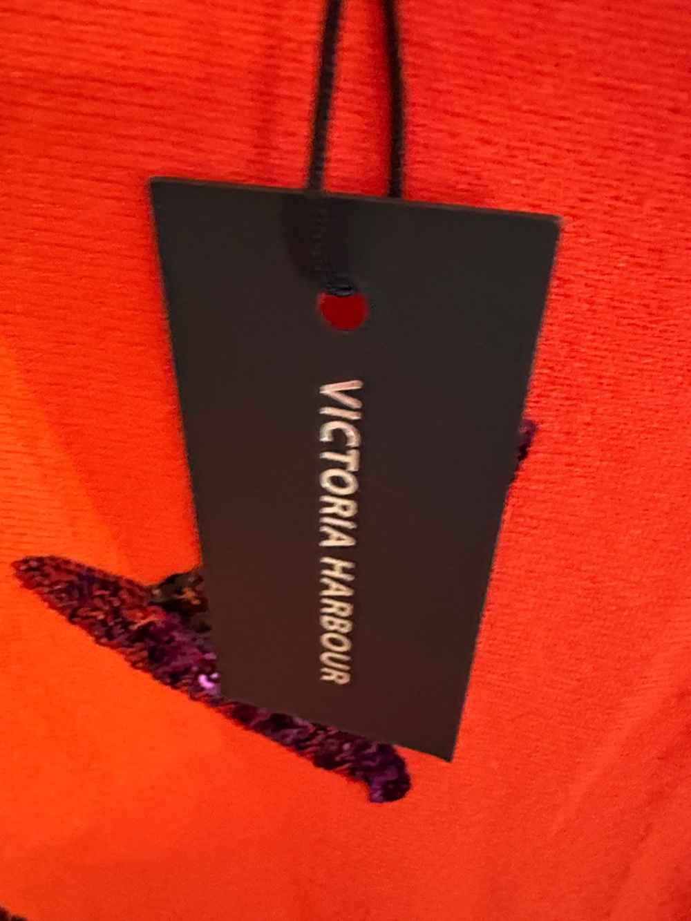 Bright Orange Sweater with Sequin Witch Hats - Picture 3 of 3